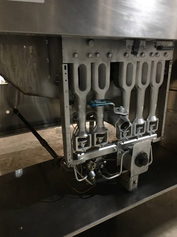 BEAUTIFUL! Pitco Frialator Commercial Natural Gas Powered Donut Fryer! With 5 Burners! With Backsplash! All Stainless Steel! Model 34PS Serial G03MC042258!  - Image 7 of 9