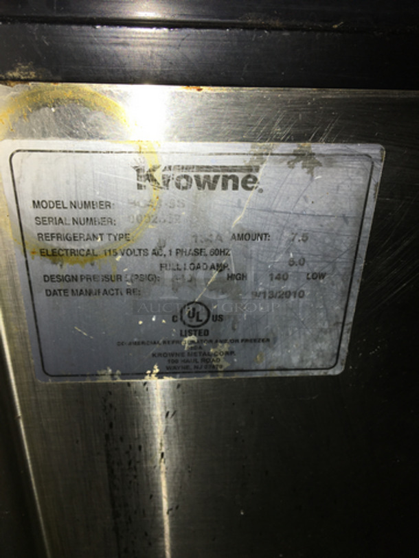 Nice! Krowne 2 Top Sliding Door Refrigerated Beer Cooler! All Stainless Steel! Model BC48SS Serial 0002! 115V 1 Phase! - Image 7 of 8