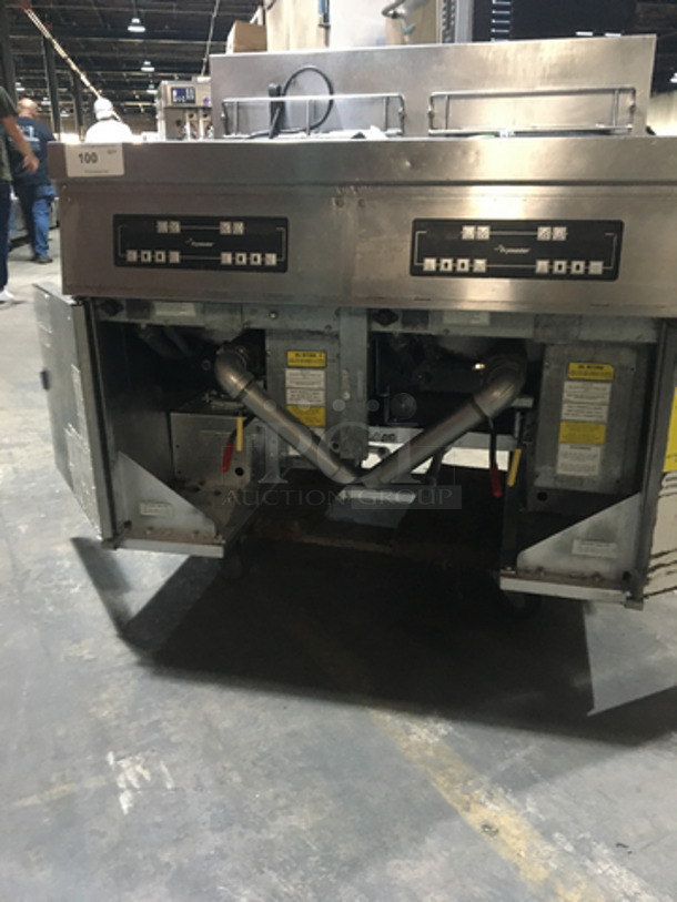 Frymaster Commercial Electric Powered Dual Bay Deep Fat Fryer! With Backsplash! All Stainless Steel! Model FPH21721SC Serial 0702VH0004! 480V 3Phase! On Casters! - Image 6 of 10