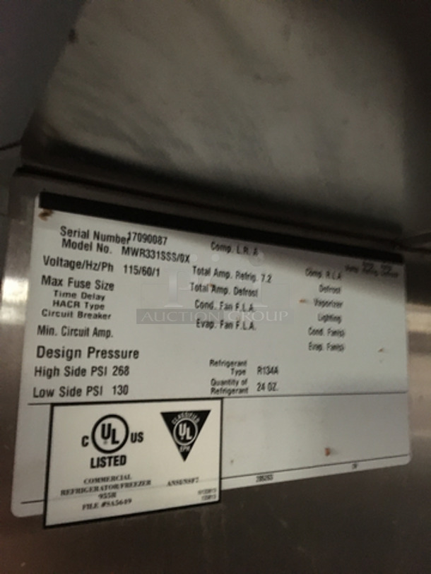 Master Bilt Endura Commercial Single Door Roll In Rack Dough Retarder/Proofer Cooler! With Transport Rack! All Stainless Steel! Model MWR331SSS Serial 17090087! 115V 1Phase! - Image 7 of 9