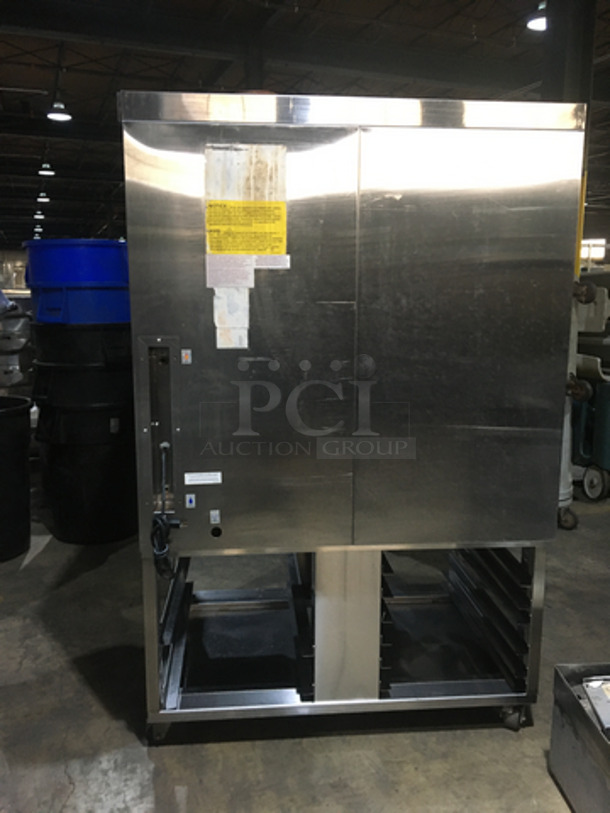 GORGEOUS! Blodgett Commercial Natural Gas Powered Mini Rack Rotating Convection Oven! With View Through Doors! With Pan Rack Underneath! All Stainless Steel! Model XR8XCEL! On Casters! Working When Removed!  - Image 4 of 7
