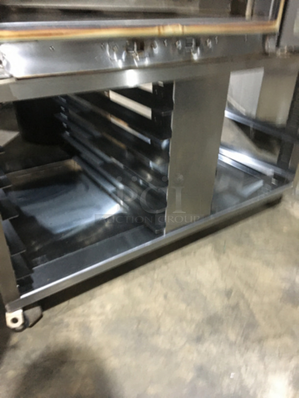 GORGEOUS! Blodgett Commercial Natural Gas Powered Mini Rack Rotating Convection Oven! With View Through Doors! With Pan Rack Underneath! All Stainless Steel! Model XR8XCEL! On Casters! Working When Removed!  - Image 6 of 7