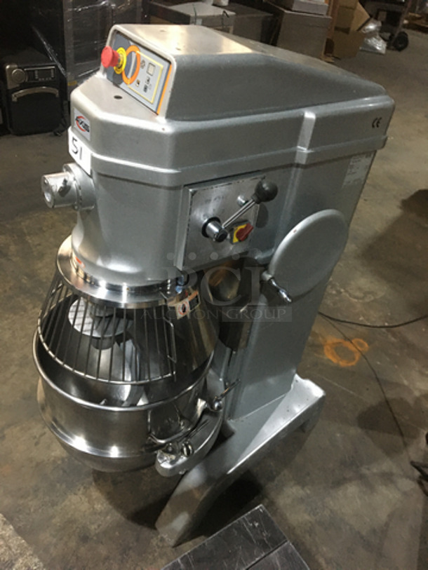 Axis Commercial Planetary Floor Style 60 Quart Mixer! With Bowl & Bowl Guard! With Dough Hook Attachment! Model AXM60 Serial 06070119! 220V! Working When Removed!  - Image 2 of 12
