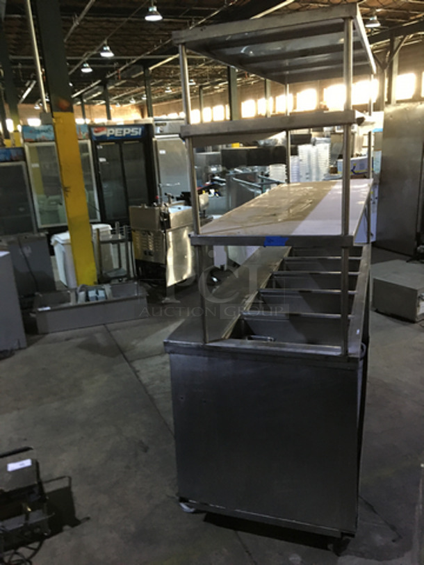 All Stainless Steel Commercial 5 Well Steam Table! With Double Overhead Serving Shelf! With Ticket Holder Rail! With Underneath Storage Space! On Casters! - Image 4 of 9