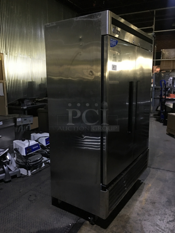GORGEOUS! Late Model!  Turbo Air Commercial 2 Door Reach In Cooler! With Poly Coated Racks! All Stainless Steel! TSR49 Serial 001485035! 115V! On Casters! Tested & Working! - Image 4 of 10