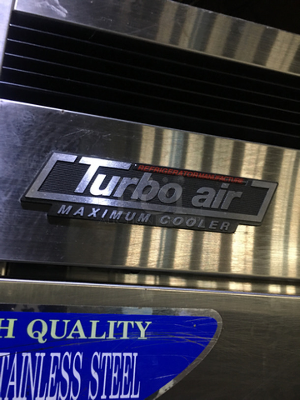 GORGEOUS! Late Model!  Turbo Air Commercial 2 Door Reach In Cooler! With Poly Coated Racks! All Stainless Steel! TSR49 Serial 001485035! 115V! On Casters! Tested & Working! - Image 9 of 10