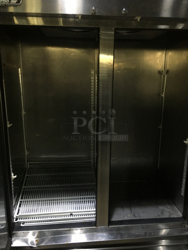 FANTASTIC! Late Model! Turbo Air Commercial 2 Door Reach In Freezer! With Poly Coated Racks! All Stainless Steel! TSF49! 115V! On Casters! Tested & Working!  - Image 5 of 10