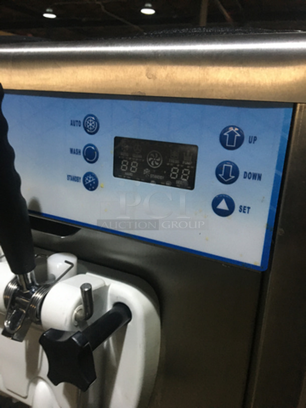 Donper Commercial 3 Flavor Soft Serve Ice Cream Machine! All Stainless Steel! Model D700! 115V 1Phase! On Casters! - Image 8 of 9