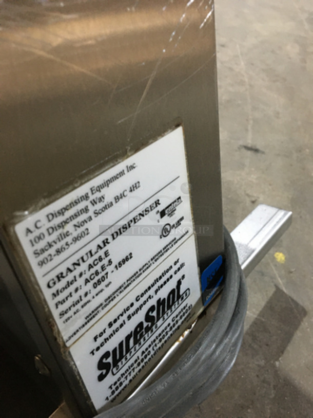 Sure Shot Commercial Electric Powered Countertop Sugar Dispenser! All Stainless Steel! Model AC6.E Serial 4507017678! 110V 1Phase! - Image 7 of 8