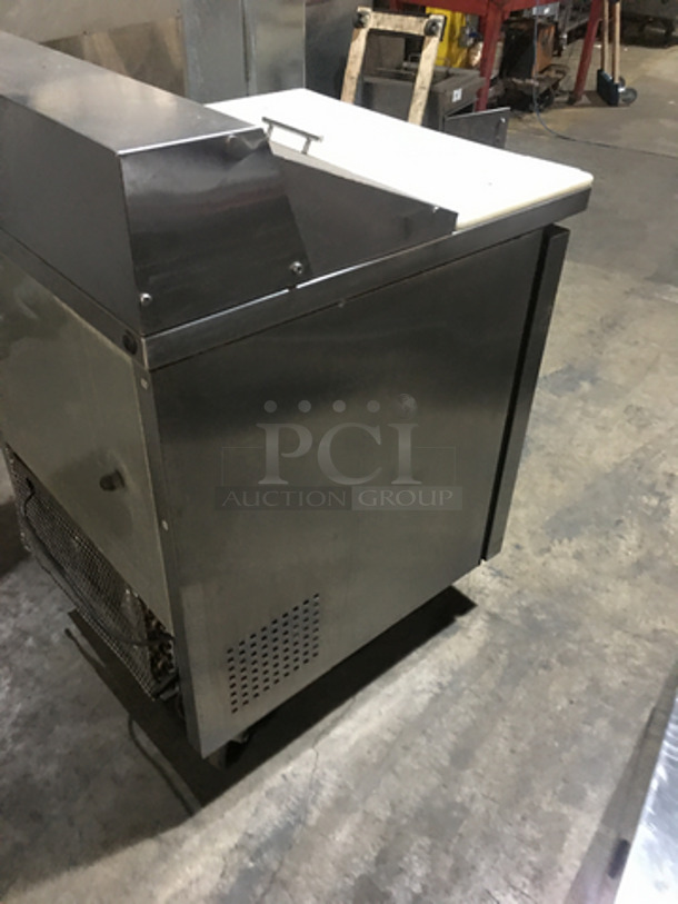 True Commercial Refrigerated Sandwich Prep Table! With Underneath Storage Space! All Stainless Steel! With Commercial Cutting Board! Model TSSU2708 Serial 6927796! 115V 1Phase! On Casters! - Image 3 of 10