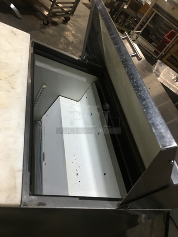 True Commercial Refrigerated Sandwich Prep Table! With Underneath Storage Space! All Stainless Steel! With Commercial Cutting Board! Model TSSU2708 Serial 6927796! 115V 1Phase! On Casters! - Image 8 of 10