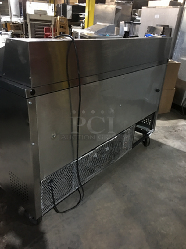 True Stainless Steel Refrigerated Sandwich Prep Table! With Underneath Storage Space! With 2 Drawers! With Poly Coated Rack! With Commercial Cutting Board! Model TSSU6016D2 Serial 8411708! 115V 1Phase! On Casters! - Image 4 of 12