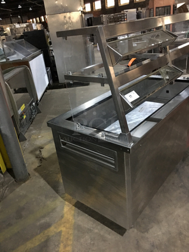 NICE! Delfield Commercial Refrigerated Cold Pan! With Underneath Storage Space! With Sneeze Guard! With Overhead Serving Shelf! All Stainless Steel! Model SCSC60B! 115V 1Phase! On Commercial Casters! - Image 2 of 9