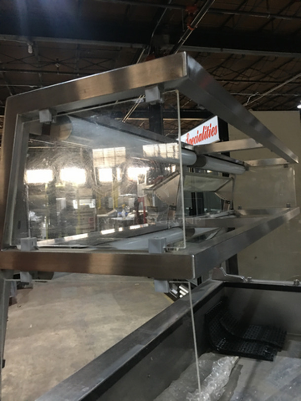 NICE! Delfield Commercial Refrigerated Cold Pan! With Underneath Storage Space! With Sneeze Guard! With Overhead Serving Shelf! All Stainless Steel! Model SCSC60B! 115V 1Phase! On Commercial Casters! - Image 6 of 9
