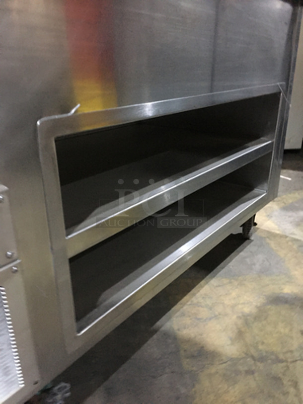 NICE! Delfield Commercial Refrigerated Cold Pan! With Underneath Storage Space! With Sneeze Guard! With Overhead Serving Shelf! All Stainless Steel! Model SCSC60B! 115V 1Phase! On Commercial Casters! - Image 7 of 9
