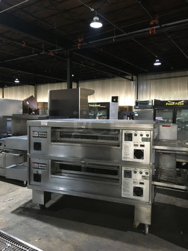 AMAZING! Middleby Marshall Commercial Natural Gas Powered Double Deck Conveyor Pizza Oven! All Stainless Steel! Model PS570S Serial 053110199! Working When Removed! 2 X Your Bid! Makes One Unit! 