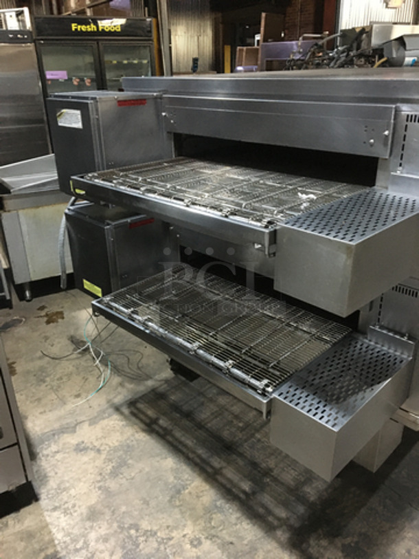 AMAZING! Middleby Marshall Commercial Natural Gas Powered Double Deck Conveyor Pizza Oven! All Stainless Steel! Model PS570S Serial 053110199! Working When Removed! 2 X Your Bid! Makes One Unit!  - Image 2 of 9