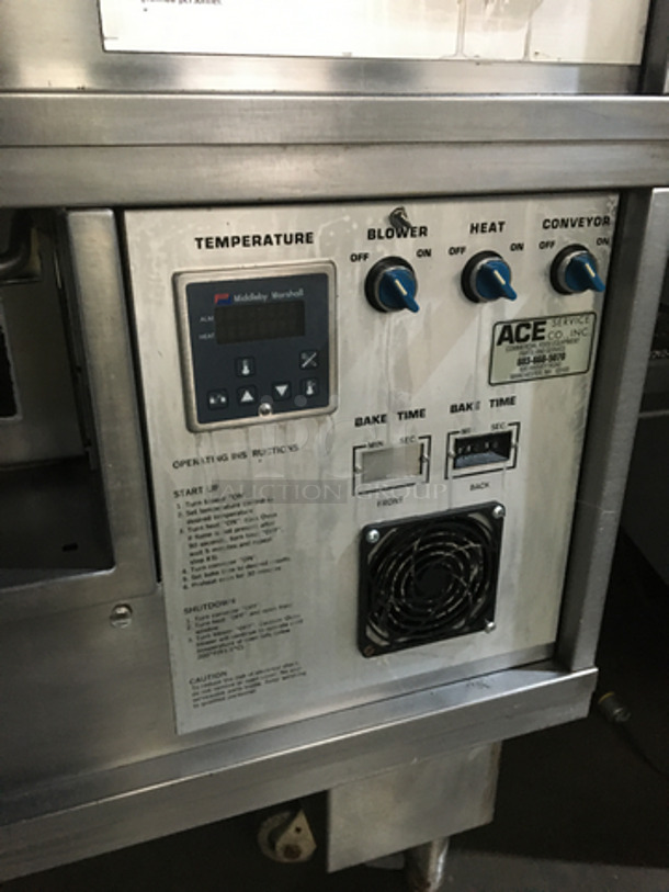 AMAZING! Middleby Marshall Commercial Natural Gas Powered Double Deck Conveyor Pizza Oven! All Stainless Steel! Model PS570S Serial 053110199! Working When Removed! 2 X Your Bid! Makes One Unit!  - Image 7 of 9