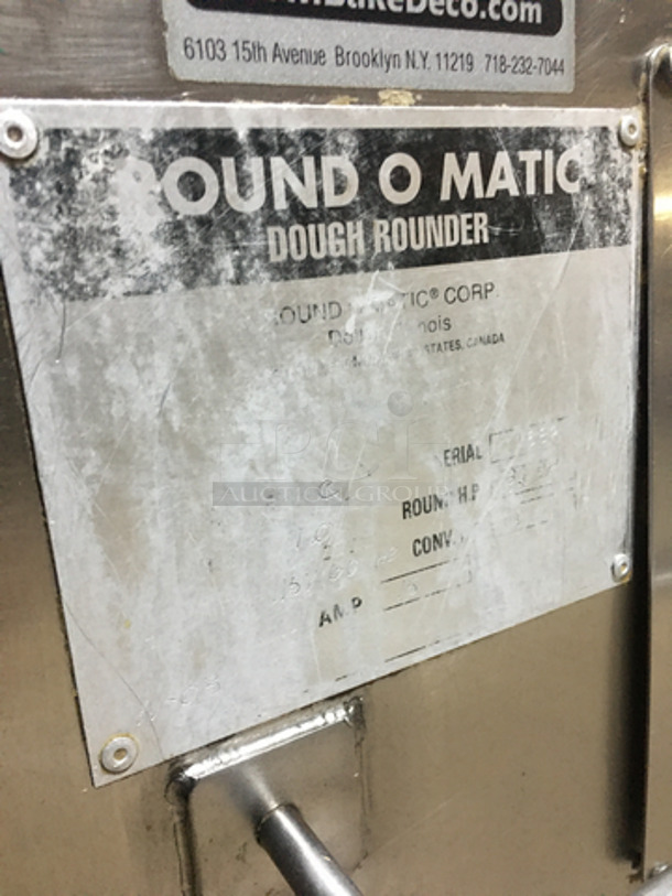 NICE! Round-O-Matic Commercial Floor Style Dough Rounder! All Stainless Steel! On Casters! - Image 6 of 8