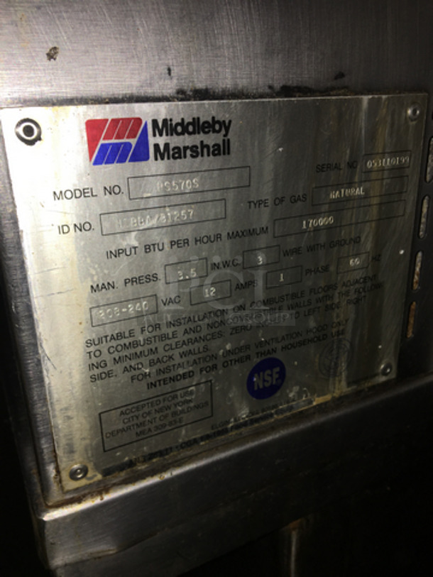 AMAZING! Middleby Marshall Commercial Natural Gas Powered Double Deck Conveyor Pizza Oven! All Stainless Steel! Model PS570S Serial 053110199! Working When Removed! 2 X Your Bid! Makes One Unit!  - Image 8 of 9