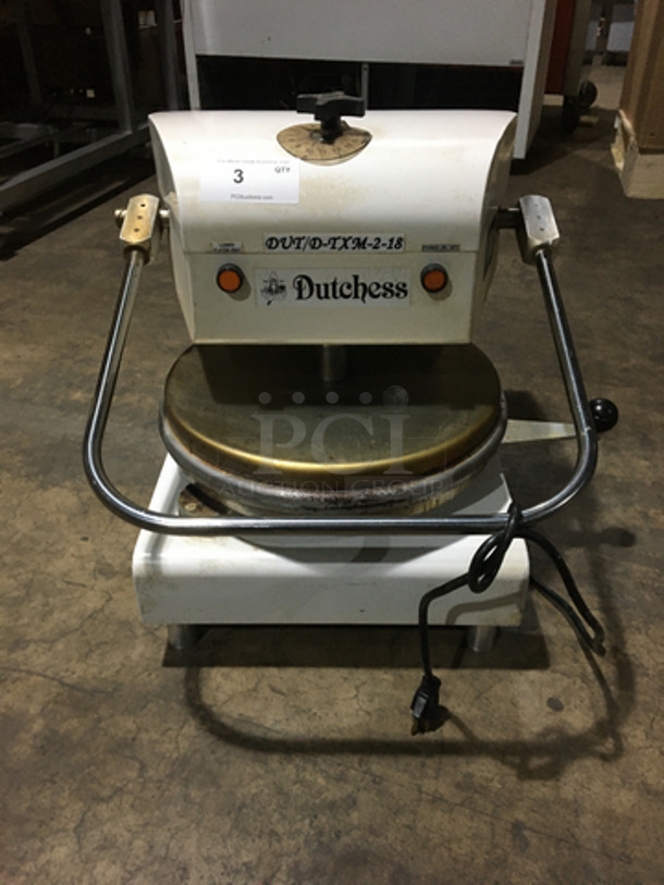 DoughXPress Commercial Countertop Pizza/Tortilla Dough Press Machine! Model CUSTOMDTXM218W Serial 8671915C! 220V 1Phase! Working!