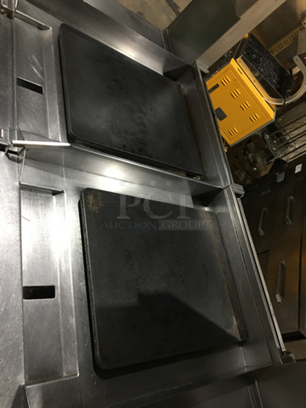 AMAZING! Southbend Commercial Heavy Duty Natural Gas Powered Double Plancha Work Station! With Dual Sided Work Ends! With Storage Space Underneath! All Stainless Steel! Model P24CPP Serial 16K51297!  - Image 5 of 12
