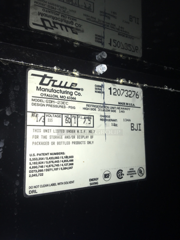 True One Glass Door Reach In Cooler Merchandiser! Model GDM23FC Serial 12073276! 115V 1 Phase! - Image 7 of 8