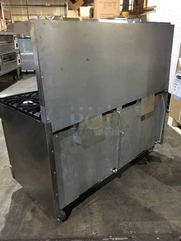 BEAUTIFUL! Vulcan Commercial Natural Gas Powered 10 Burner Stove! With Backsplash & Overhead Salamander Shelf! With 2 Full Size Ovens Underneath! On Commercial Casters! - Image 3 of 11