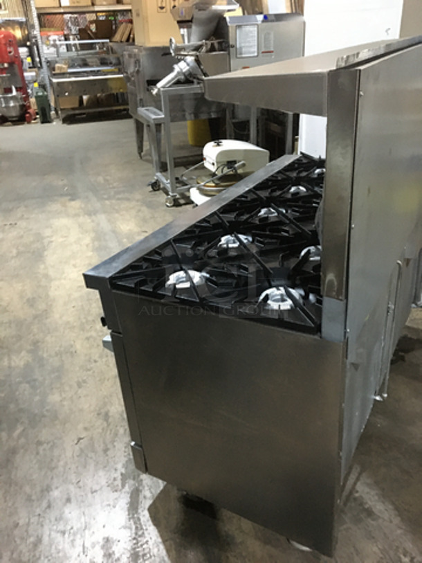 BEAUTIFUL! Vulcan Commercial Natural Gas Powered 10 Burner Stove! With Backsplash & Overhead Salamander Shelf! With 2 Full Size Ovens Underneath! On Commercial Casters! - Image 4 of 11