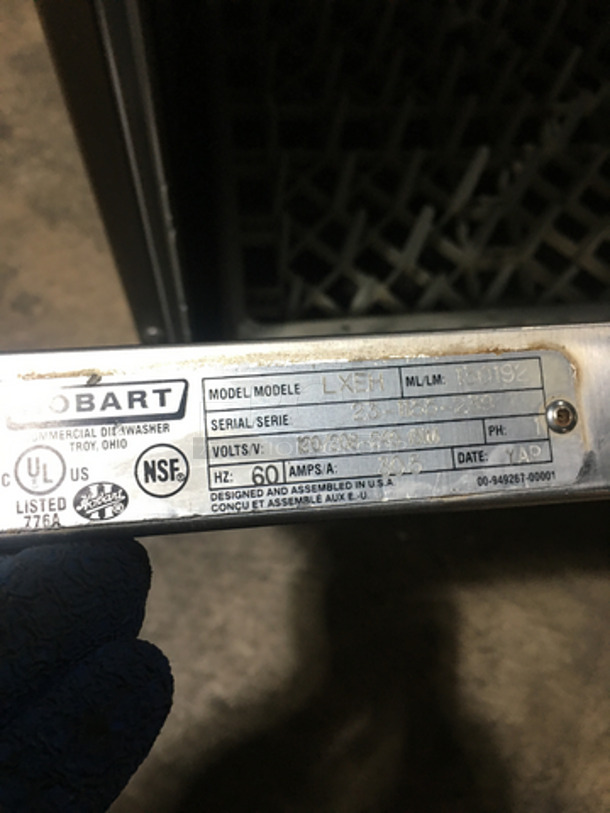 FAB! New Body Style! Hobart Commercial Under The Counter Dishwasher! With Dish Rack! All Stainless Steel! Model LXEH Serial 231155239! 120/208/240V 1Phase! - Image 7 of 9