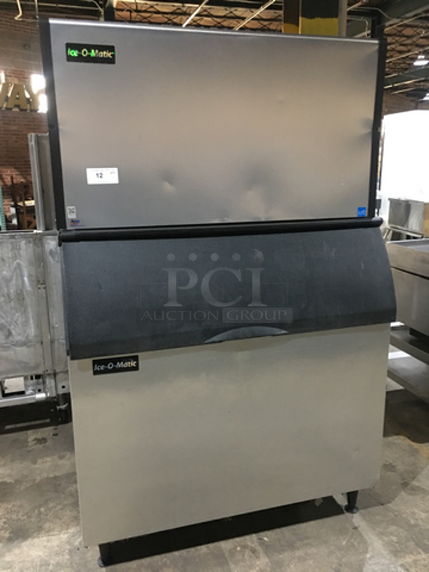 NICE! Ice-O-Matic Commercial Ice Making Machine! On Ice Bin! All Stainless Steel! Model ICE1406HA7 Serial 16111280011786! 208/230V 1Phase! On Legs! 2 X Your Bid! Makes One Unit!