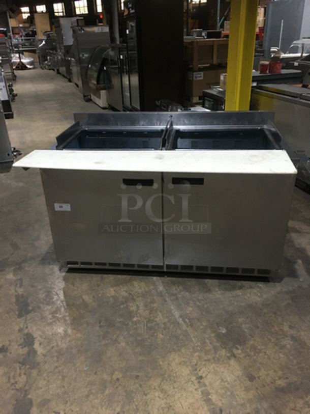Delfield Refrigerated 60 Inch Mega Top Sandwich Prep Table! 115V 1 Phase! On Casters!
