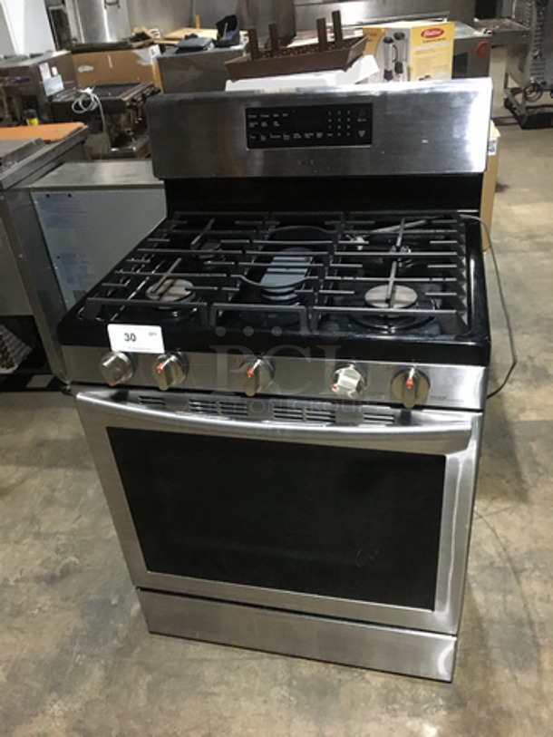 Samsung Natural Gas Powered 5 Burner Stove! With Digital Controls! With Full Size Oven Underneath! All Stainless Steel!