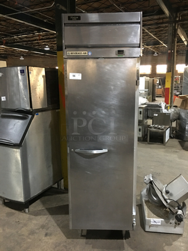 Beverage Air Commercial Single Door Reach In Cooler! All Stainless Steel! Model HR11S Serial 10105113! 115V 1Phase! On Legs!