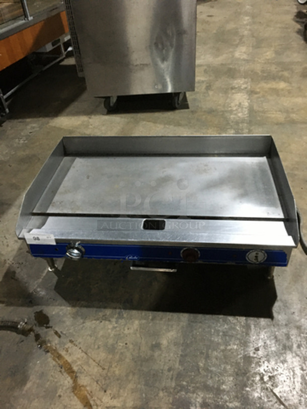 Globe Commercial Countertop Electric Powered Flat Griddle! With Back & Side Splashes! All Stainless Steel! Model GEG36! 208/240V! On Legs!