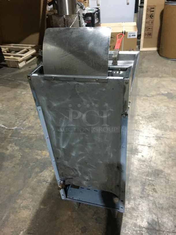 Frymaster Commercial Natural Gas Powered Deep Fat Fryer! With 2 Metal Frying Baskets! All Stainless Steel! Model GF14SD Serial 9410FM0138! On Legs! - Image 3 of 8