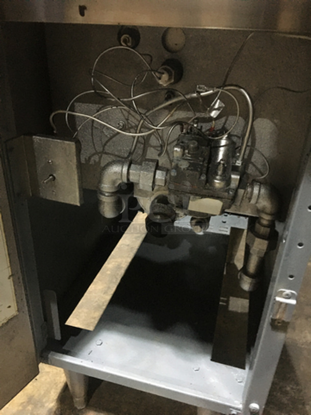 Frymaster Commercial Natural Gas Powered Deep Fat Fryer! With 2 Metal Frying Baskets! All Stainless Steel! Model GF14SD Serial 9410FM0138! On Legs! - Image 6 of 8