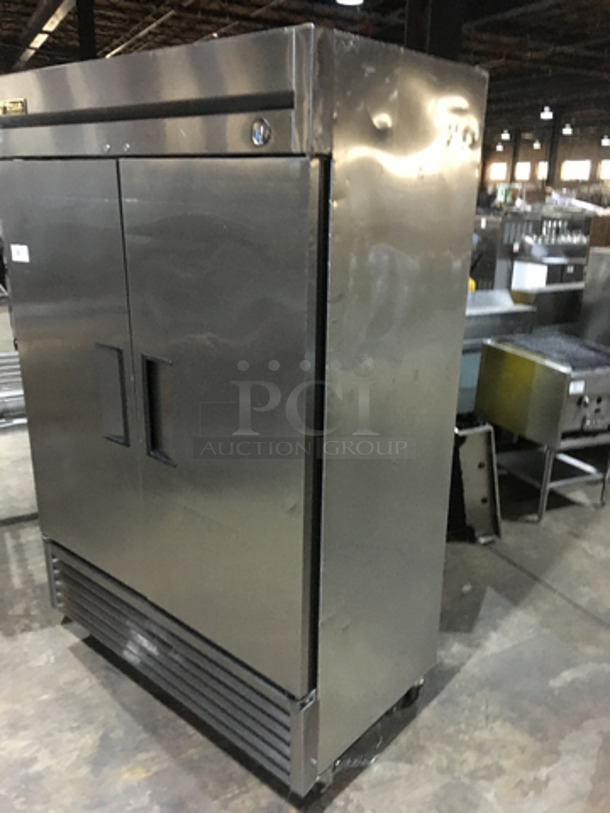 Great! True 2 Door Heavy Duty Commercial Stainless Steel Reach In Freezer! With Poly Coated Racks! Model T49F Serial 7692658! 115V 1 Phase! On Commercial Casters! Working When Removed! - Image 2 of 10