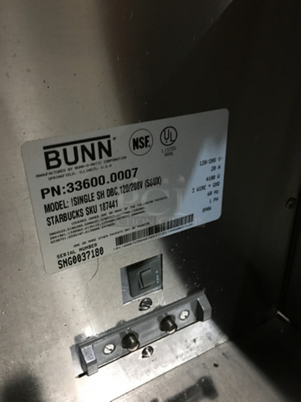 Bunn Commercial Countertop Coffee Brewing Machine! With Hot Water Dispenser! All Stainless Steel! Model ISINGLESHDBC Serial SNG0037180! 120/208V 1Phase! - Image 7 of 8