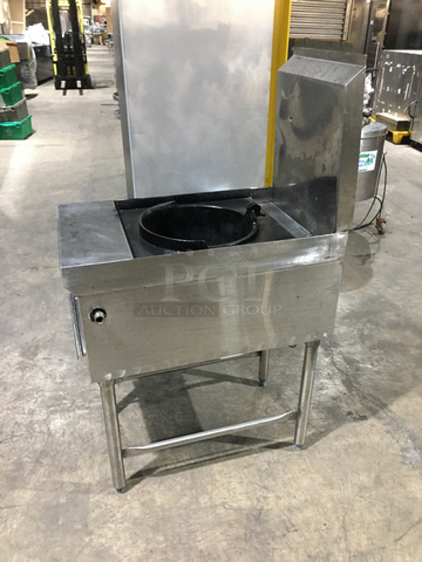 All Stainless Steel Natural Gas Powered Floor Style Single Burner Wok Range! With Backsplash! On Legs! - Image 2 of 8