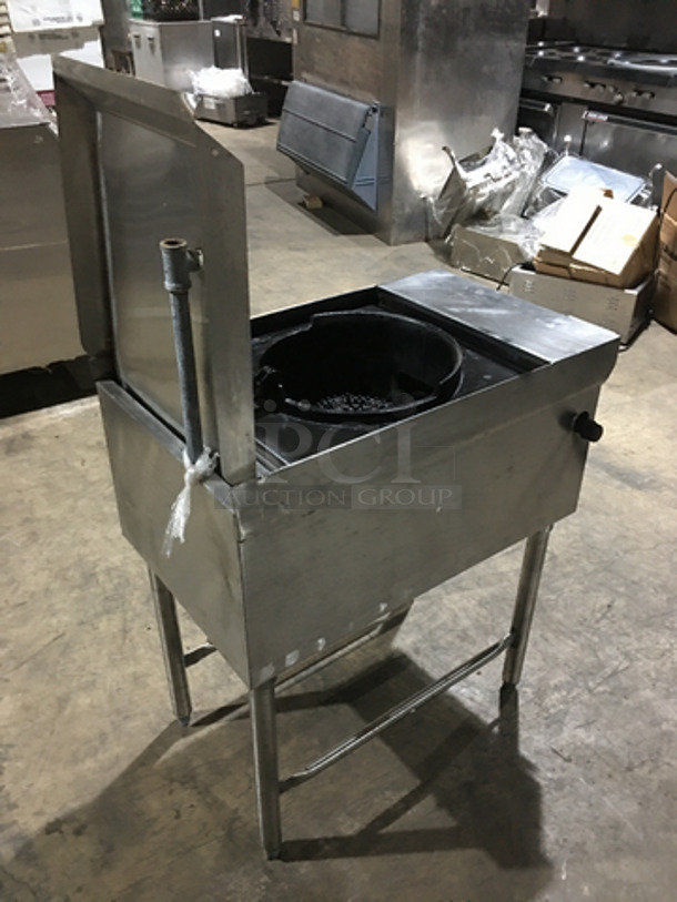 All Stainless Steel Natural Gas Powered Floor Style Single Burner Wok Range! With Backsplash! On Legs! - Image 4 of 8