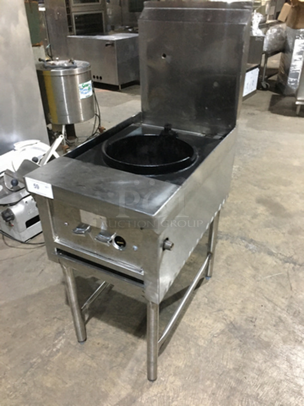 All Stainless Steel Natural Gas Powered Floor Style Single Burner Wok Range! With Backsplash! On Legs! - Image 8 of 8