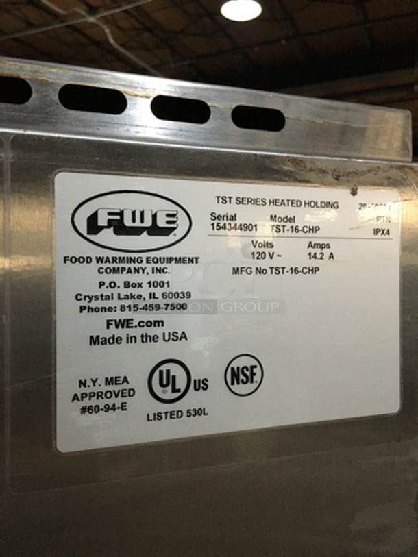 Sweet! Late Model 2015 FWE All Stainless Steel Floor Style Electric Powered Food Warming Cabinet! Model TST16CHP Serial 154344901! 120V 1Phase! On Commercial Casters! - Image 8 of 9