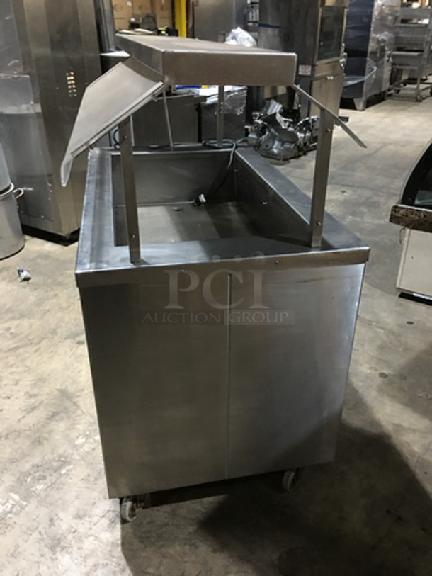 Precision All Stainless Steel Floor Style Cold Pan/Salad Bar Case! With Sneeze Guard! 1 Phase! On Commercial Casters! - Image 2 of 8