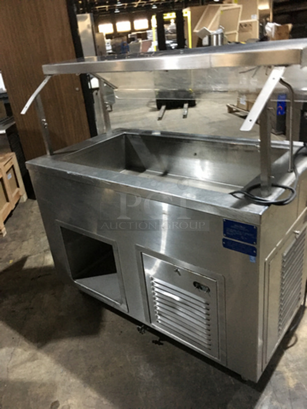 Precision All Stainless Steel Floor Style Cold Pan/Salad Bar Case! With Sneeze Guard! 1 Phase! On Commercial Casters! - Image 3 of 8