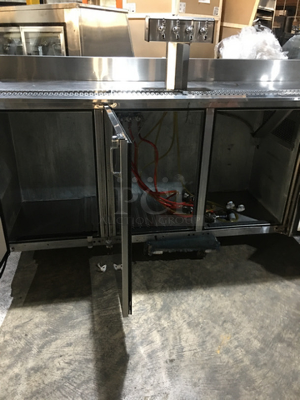 Glastender Commercial 4 Tap Kegerator! With 3 Door Underneath Storage Space! With Backsplash! All Stainless Steel! Model KC84R6SSH Serial 404104506N! 115V 1Phase!  - Image 5 of 10