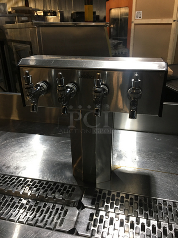 Glastender Commercial 4 Tap Kegerator! With 3 Door Underneath Storage Space! With Backsplash! All Stainless Steel! Model KC84R6SSH Serial 404104506N! 115V 1Phase!  - Image 9 of 10