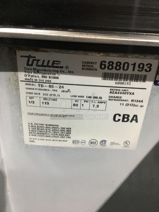 True Commercial 2 Door Beer Bottle Cooler! With Stainless Steel Top! Model TD6524 Serial 6880193! 115V 1Phase! - Image 7 of 7