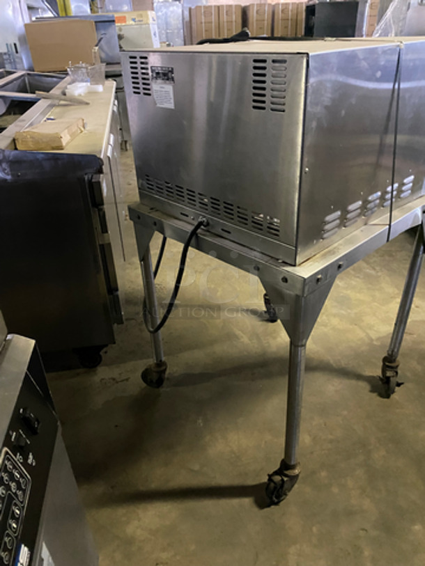 Bakers Pride Commercial Countertop Pizza Oven! With View Through Door! On Commercial Equipment Stand! All Stainless Steel! Model P22S Serial 3944! 230V! On Casters! - Image 4 of 10