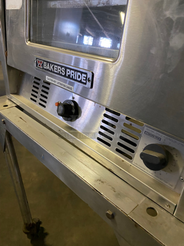 Bakers Pride Commercial Countertop Pizza Oven! With View Through Door! On Commercial Equipment Stand! All Stainless Steel! Model P22S Serial 3944! 230V! On Casters! - Image 7 of 10